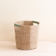 Natural Basket With Sage Handle - Octagon